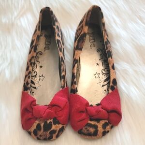 Brash Leopard Print Girls Flats With Red Bows By Payless